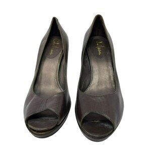 Cole Haan Carma Leather Peep Toe Heels Size 9B